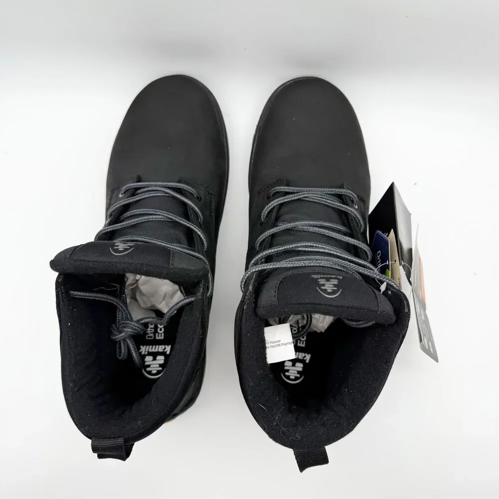 Kamik Mens Spencer Mid Boots US 11 EU 44 Black Leather Waterproof NIB